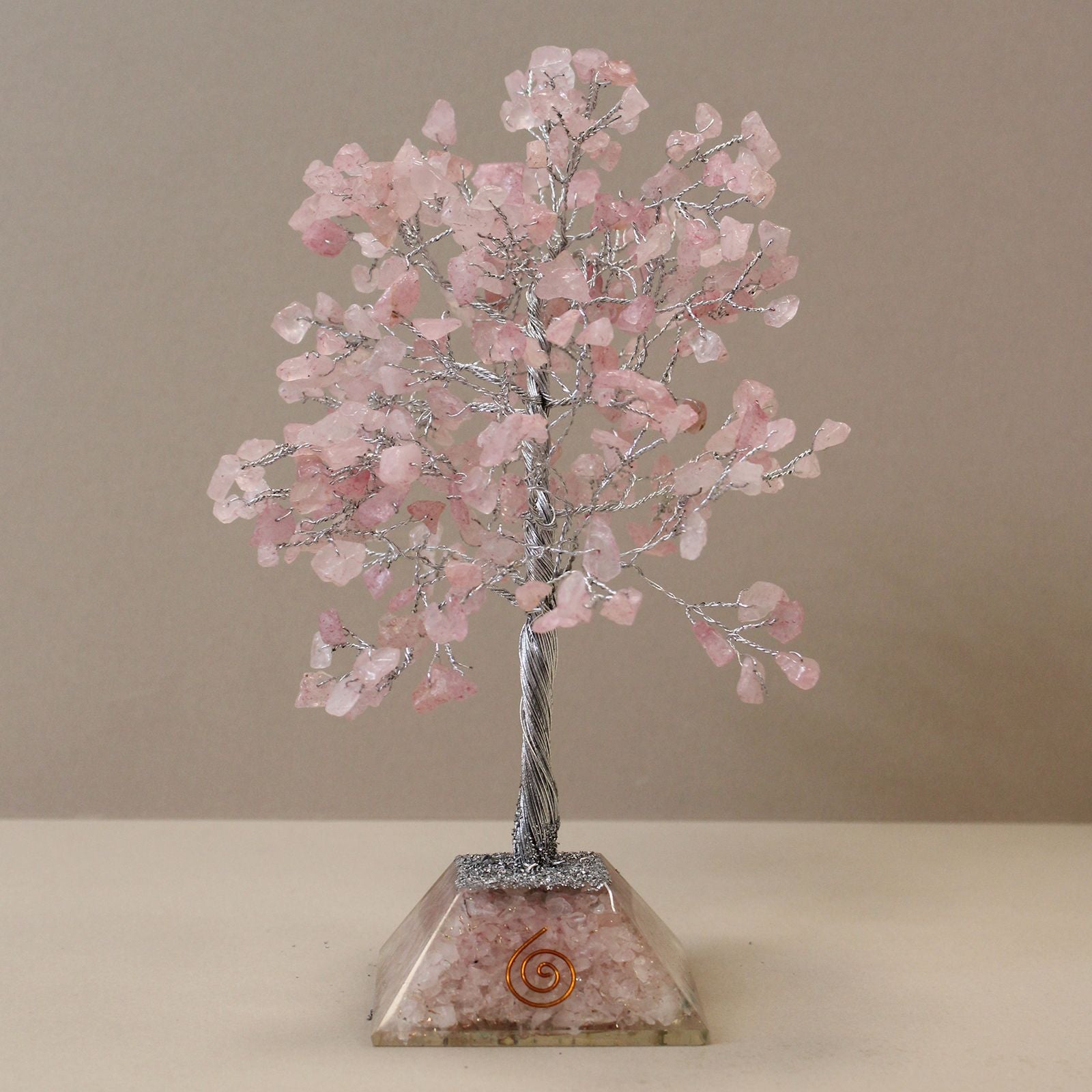 Petit Arbre de Cristal avec Base Orgonite - Quartz Rose