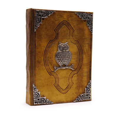 Hefty Coffee Tan Book with Owl Decoration
