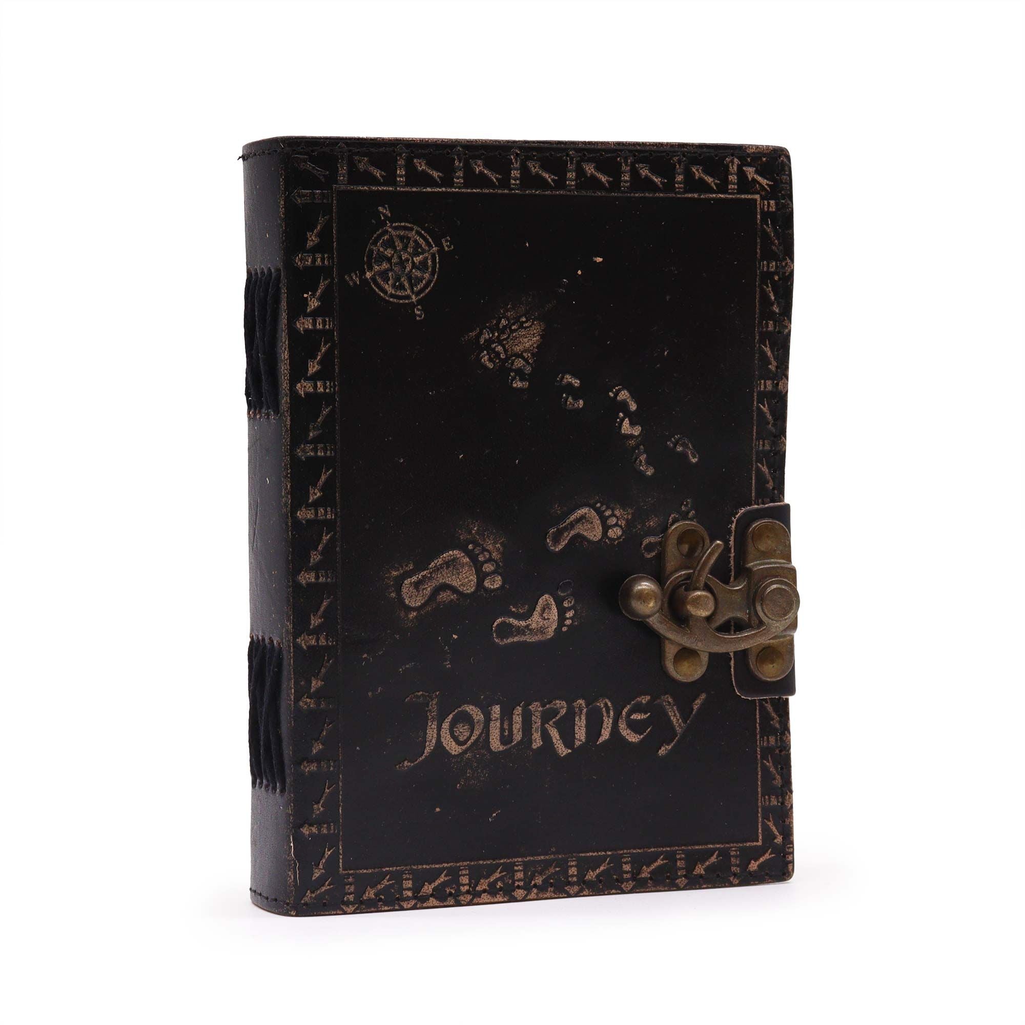 Lederjournal Journey in dunklem Tan-Ton - Elegantes Reisenotizbuch mit handgefertigter Verarbeitung, 7x5 Zoll, 100 leere Seiten