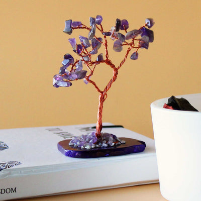 Arbre Magique en Améthyste sur Base Naturelle d'Agate