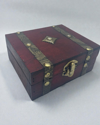 Cofanetto da tè color rubino – scatola quadrata marrone