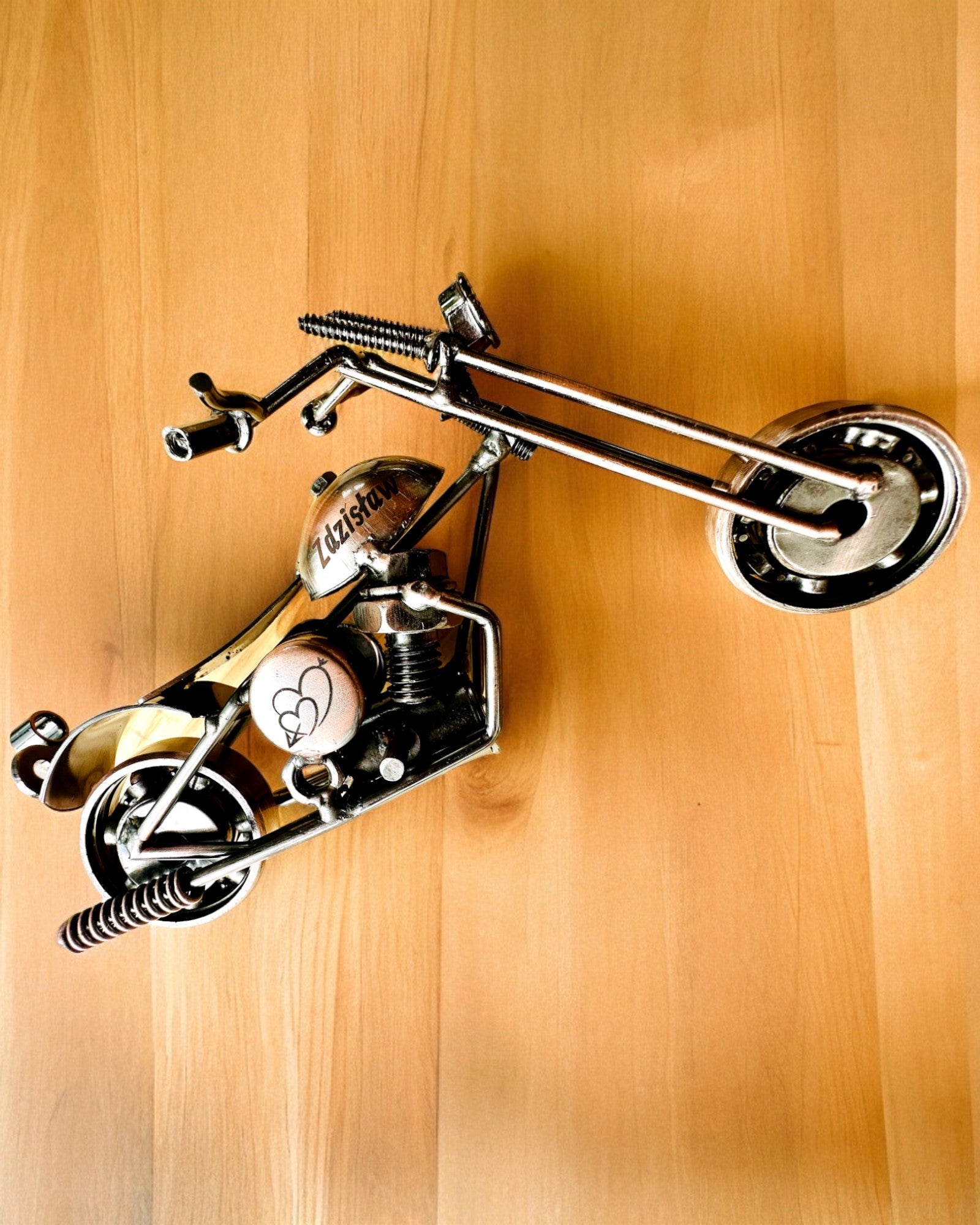 Handmade Iron Motorcycle Model, Chopper, Customization, Engraving for Gift