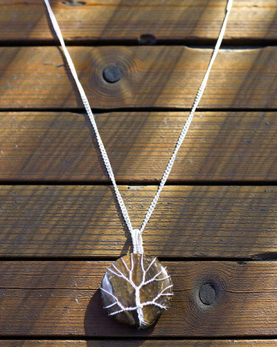 Lebensbaum-Edelstein-Halskette – Tigerauge