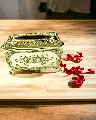 Elegante Taschentuchbox mit geprägten Blumen - Serviettenbehälter