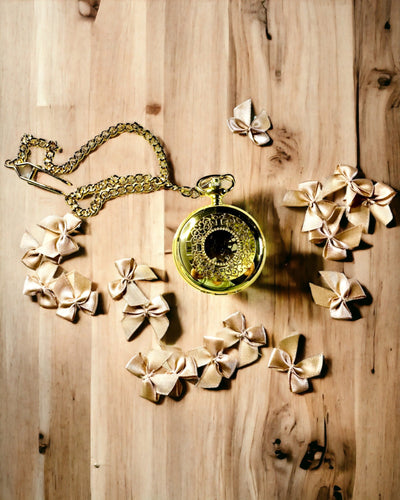 Retro Carved Pocket Watch with Hand-Wound Mechanism, Gold Color with Roman Scale and Luminous Dial, Vintage Style