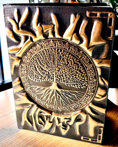 Vintage Diario "Albero della Vita" A6 - Elegante Copertina Incisa in Pelle Sintetica, 100 Pagine