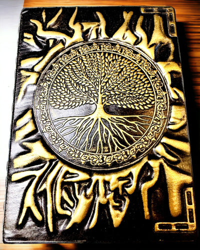 Vintage Diario "Albero della Vita" A6 - Elegante Copertina Incisa in Pelle Sintetica, 100 Pagine