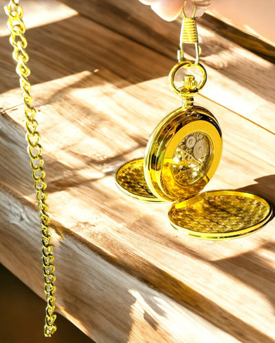 Montre de Poche Mécanique Classique à Double Couvercle, Manuelle, Couleur Or, avec Gravure