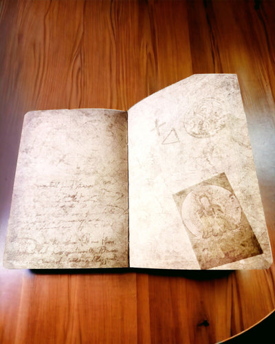 Vintage Brown Notebook with Decorative Retro-Style Cover – Explorer's Notebook – Brown, Vintage