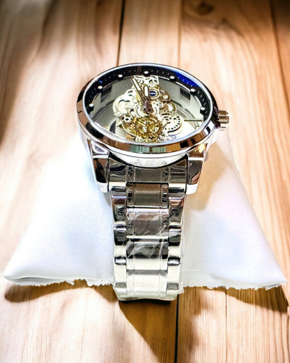 Elegante Herren-Quarzuhr - Transparente Mechanik und sportliche Eleganz