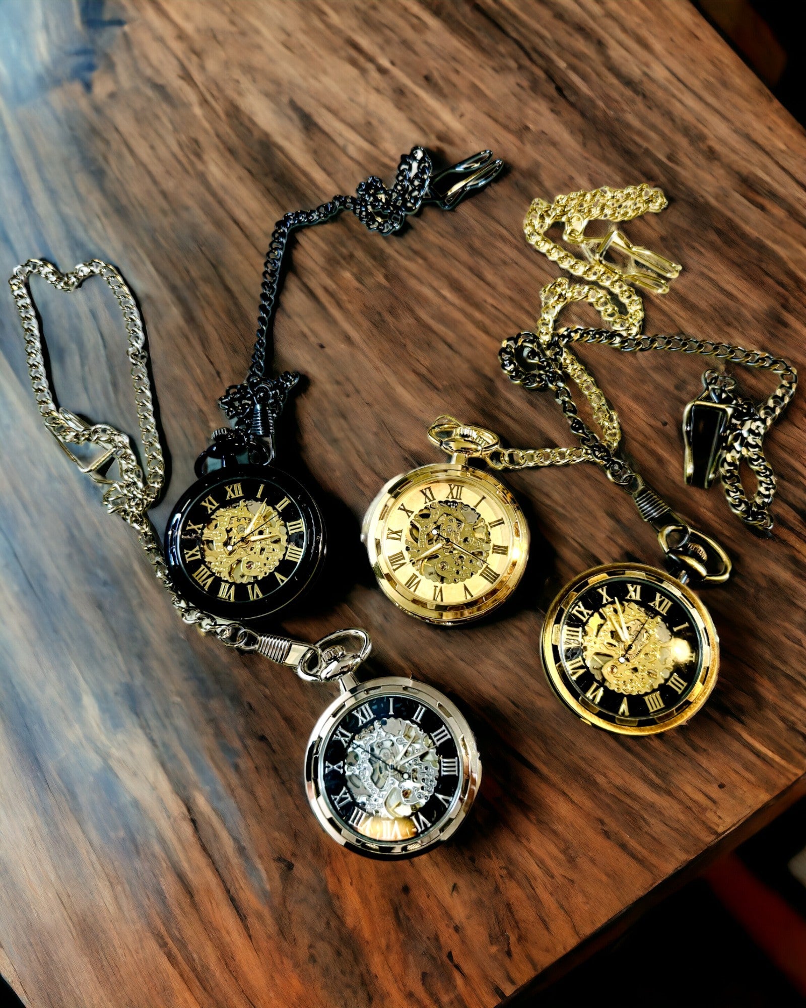 Montre de Poche Mécanique Style Rétro, Étanche, Semi-automatique - couleur Noire - Idéale pour un Cadeau, gravure