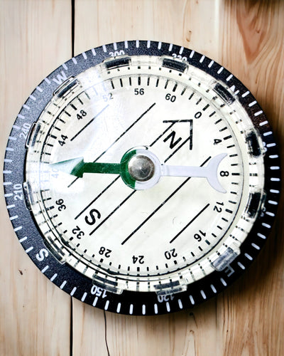 Tourist Compass "Adventurer's Guide" - Transparent, Mini Acrylic with Hanging Cord and Map Scale, with Engraving