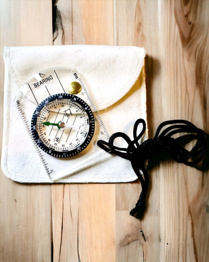 Tourist Compass "Adventurer's Guide" - Transparent, Mini Acrylic with Hanging Cord and Map Scale, with Engraving
