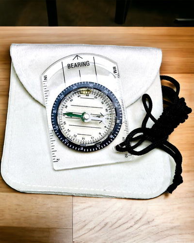 Tourist Compass "Adventurer's Guide" - Transparent, Mini Acrylic with Hanging Cord and Map Scale, with Engraving