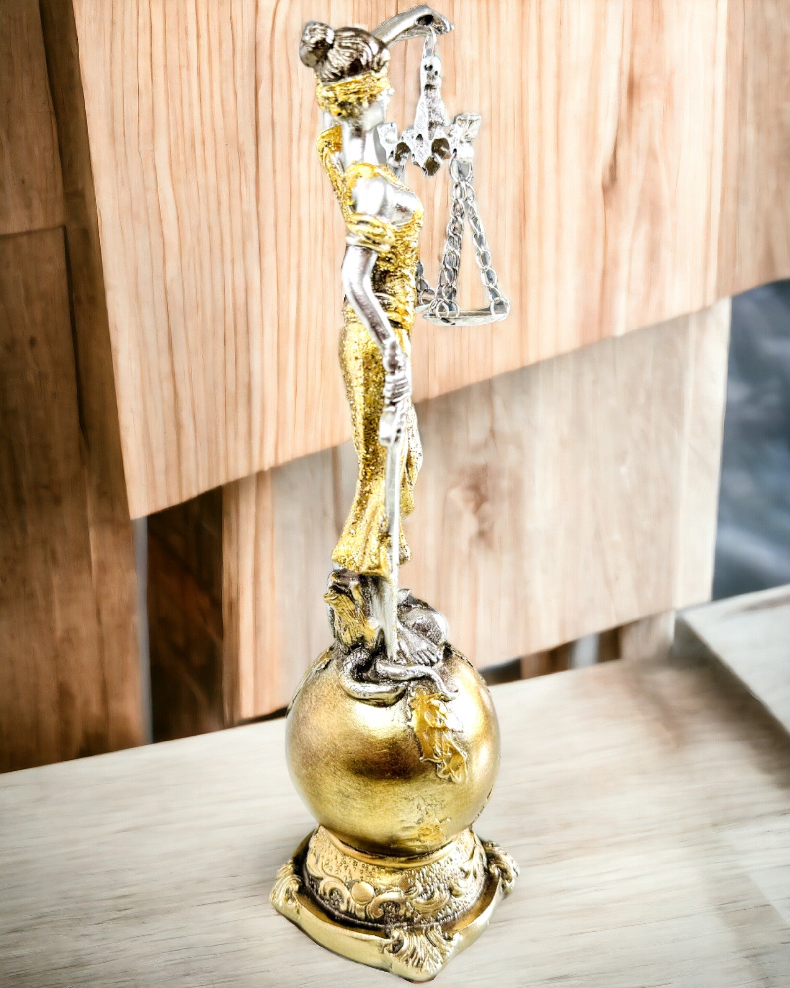 Goddess of Justice Statuette – Artistic Shelf Decoration, Resin Craft, personalization with engraving