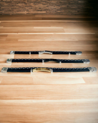 Braccialetto Sportivo in Pelle PU e Acciaio Inossidabile con Possibilità di Incisione – 3 Colori