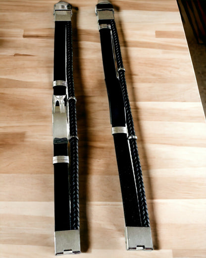 Bracelet Homme en Cuir PU et Acier Inoxydable avec Possibilité de Gravure – Disponible en Deux Variantes de Couleur