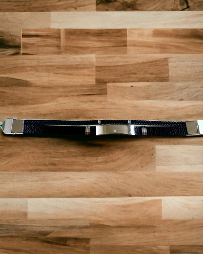 Bracelet Homme en Cuir PU et Acier Inoxydable avec Possibilité de Gravure – Disponible en Deux Variantes de Couleur