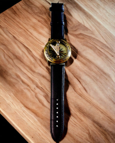 Montre Solaire avec Boussole - Fait Main, Artisanat Authentique, possibilité de gravure