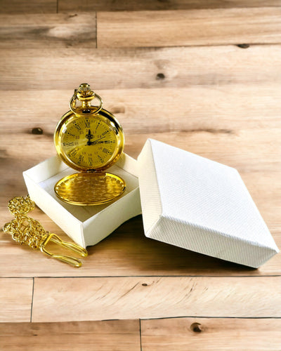 Montre de poche couleur or de style rétro avec possibilité de gravure