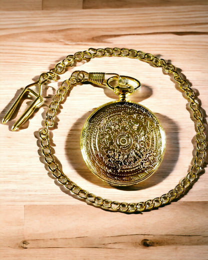 Montre de poche couleur or de style rétro avec possibilité de gravure