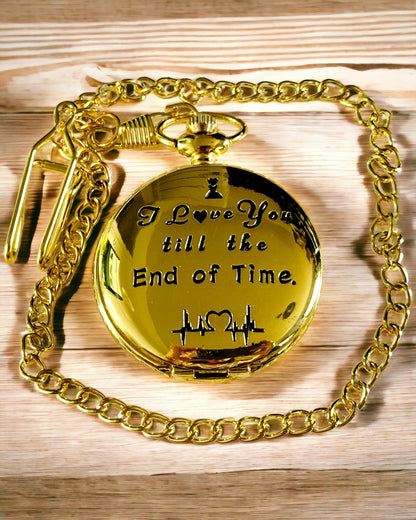 Montre de poche couleur or de style rétro avec possibilité de gravure