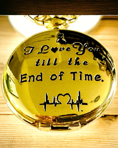 Montre de poche couleur or de style rétro avec possibilité de gravure