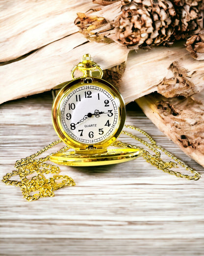 Goldfarbene Vintage-Taschenuhr mit Gravurmöglichkeit