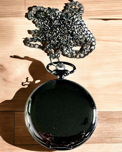 Orologio da tasca nero "Klasyczny Elegans" con possibilità di incisione