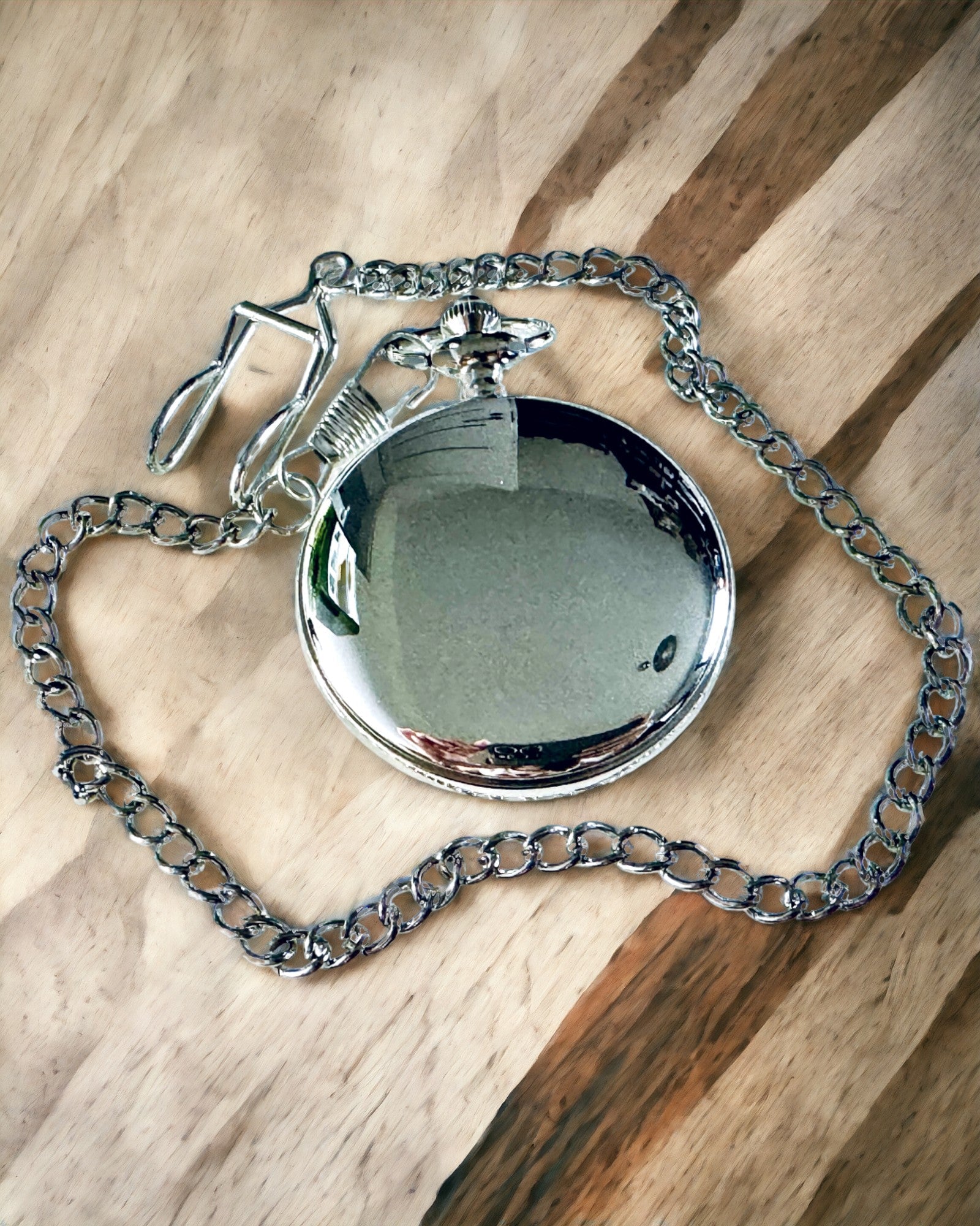 Montre de poche en argent avec mouvement à quartz et possibilité de gravure