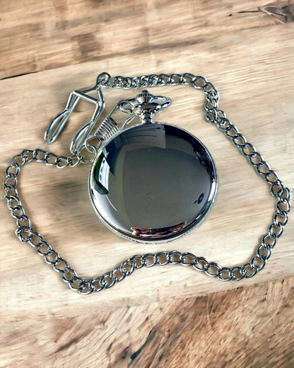Montre de poche en argent avec mouvement à quartz et possibilité de gravure