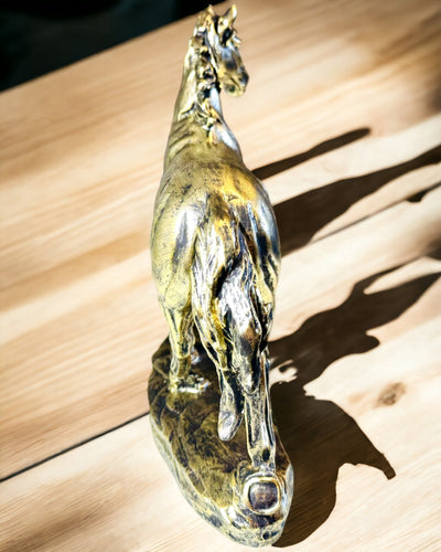 Resin Galloping Horse Figurine with Engraving Option