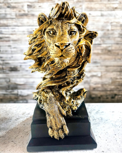 Leone Reale - Figura Decorativa Maestosa con Possibilità di Incisione, 2 varianti di colore a scelta, per regalo
