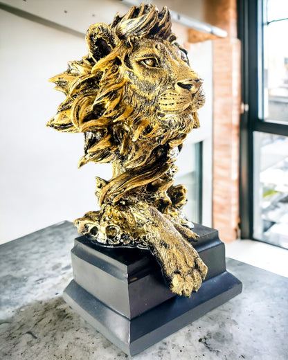 Leone Reale - Figura Decorativa Maestosa con Possibilità di Incisione, 2 varianti di colore a scelta, per regalo
