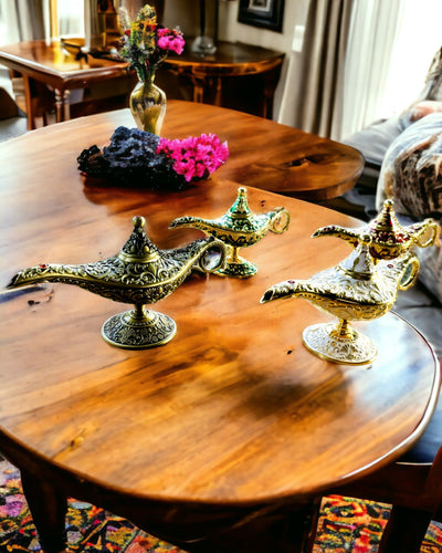 Lampada Magica di Aladino con Opzione di Incisione - Variante Bianca, intrecciata con oro