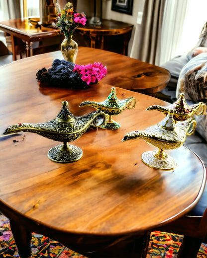 Magic Aladdin Lamp with Engraving Option - Burgundy Variant, interwoven with gold