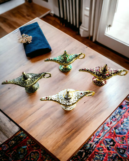 Magic Aladdin Lamp with Engraving Option - Burgundy Variant, interwoven with gold