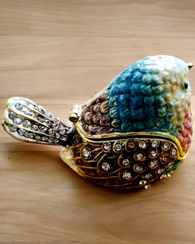 Moineau Coloré avec Gravure - Adorable Cachette pour Trésors