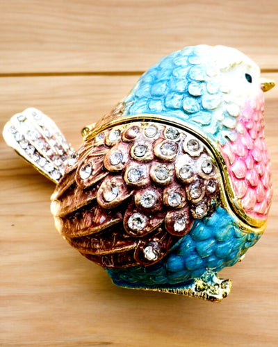 Moineau Coloré avec Gravure - Adorable Cachette pour Trésors