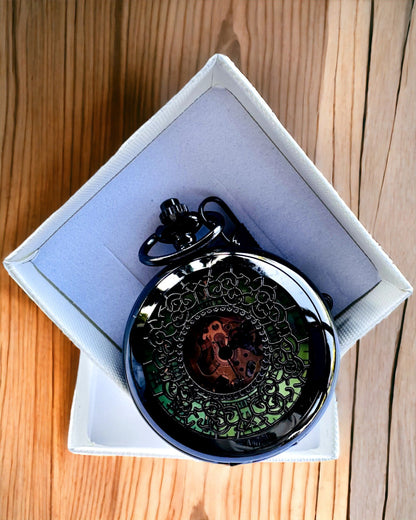 Pocket Watch "Eterna Elegance", personalized gift, engraving. Black color