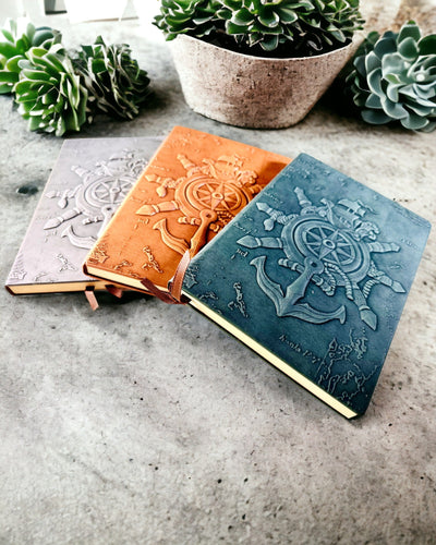 Carnets à thème nautique "Nautica" avec option de personnalisation par gravure, pour cadeau