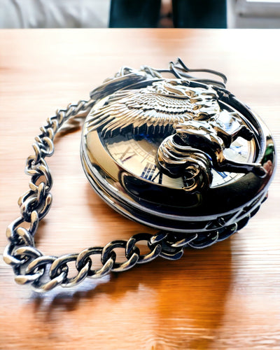 Orologio da Tasca "Equus Tempus" - Nero con Motivo Cavallo, possibilità di personalizzazione con incisione - quadrante bianco