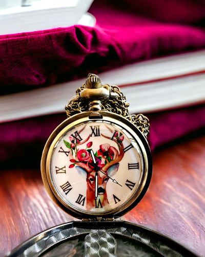 Orologio da tasca Guardiano della Foresta - Elegante orologio con motivo di cervo, possibilità di personalizzazione con incisione