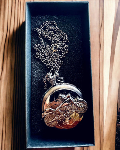 Elegant Pocket Watch Motorcycle Passion, personalization with engraving available