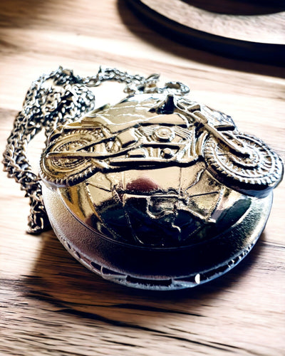 Elegant Pocket Watch Motorcycle Passion, personalization with engraving available