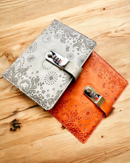 Carnet Exclusif, cuir PU, A5 avec Serrure à Code - "Secret Journal", personnalisation par gravure