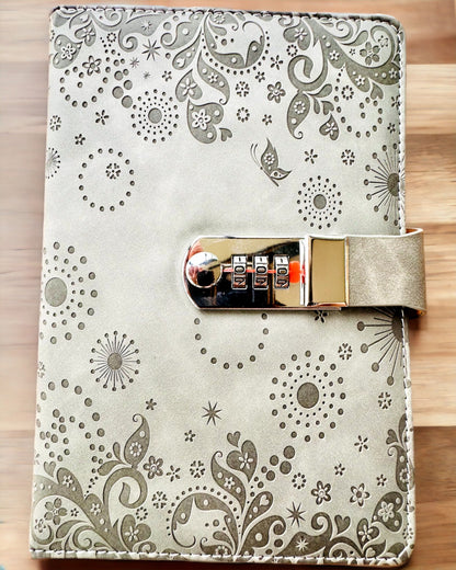 Carnet Exclusif, cuir PU, A5 avec Serrure à Code - "Secret Journal", personnalisation par gravure