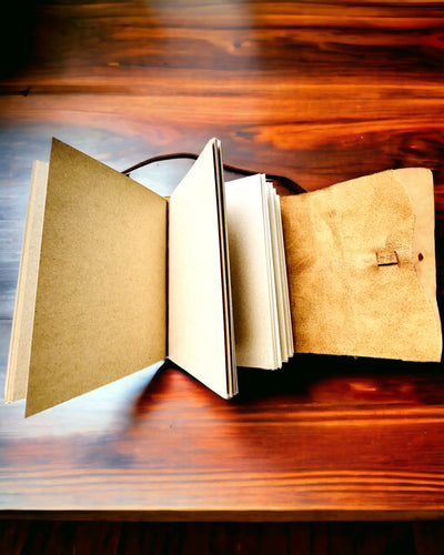 Premium Notebook "RetroNotes" – Elegant Genuine Leather Notebook - 200 pages, 120g, notebook, sketchbook, brown color, engraving personalization