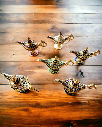 Kleine 4 cm Magische Lampe von Aladin, Schlüsselanhänger, 6 Farbvarianten - Verzauberte Erinnerungen, Personalisierung mit Gravur