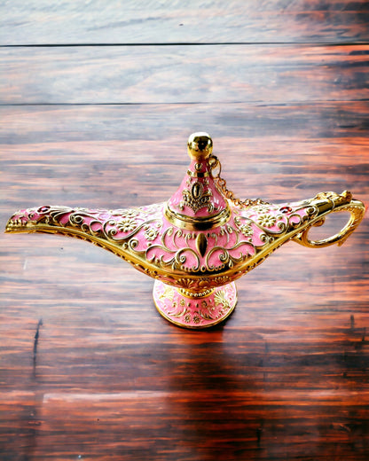 Lampe Magique d'Aladin avec Option de Gravure - Variante Rose, entrelacée d'or